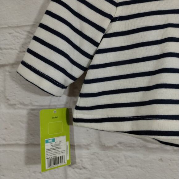 L Genuine Baby from Oshkosh Baby Cream Navy Striped Knit Blazer Jacket NWT 3M - Picture 6 of 8